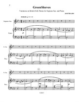 GreenSleeves, Variations on British Folk Theme for Soprano Saxophone and Piano